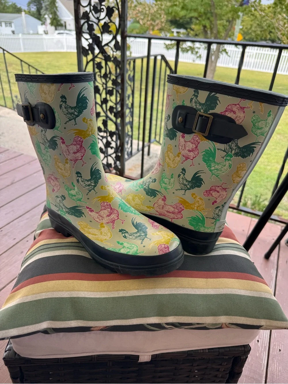 Blue Mountain Women's Olive Green Rain/Garden/Coop Chicken Rooster Boots